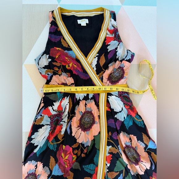 Anthropologie Maeve Botanica Faux Wrap Midi Dress Size 8 - Picture 7 of 11